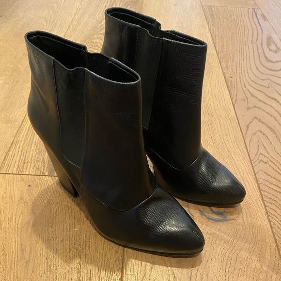 Rachel Comey Black Leather Heeled Ankle Boots - Picture 1 of 9